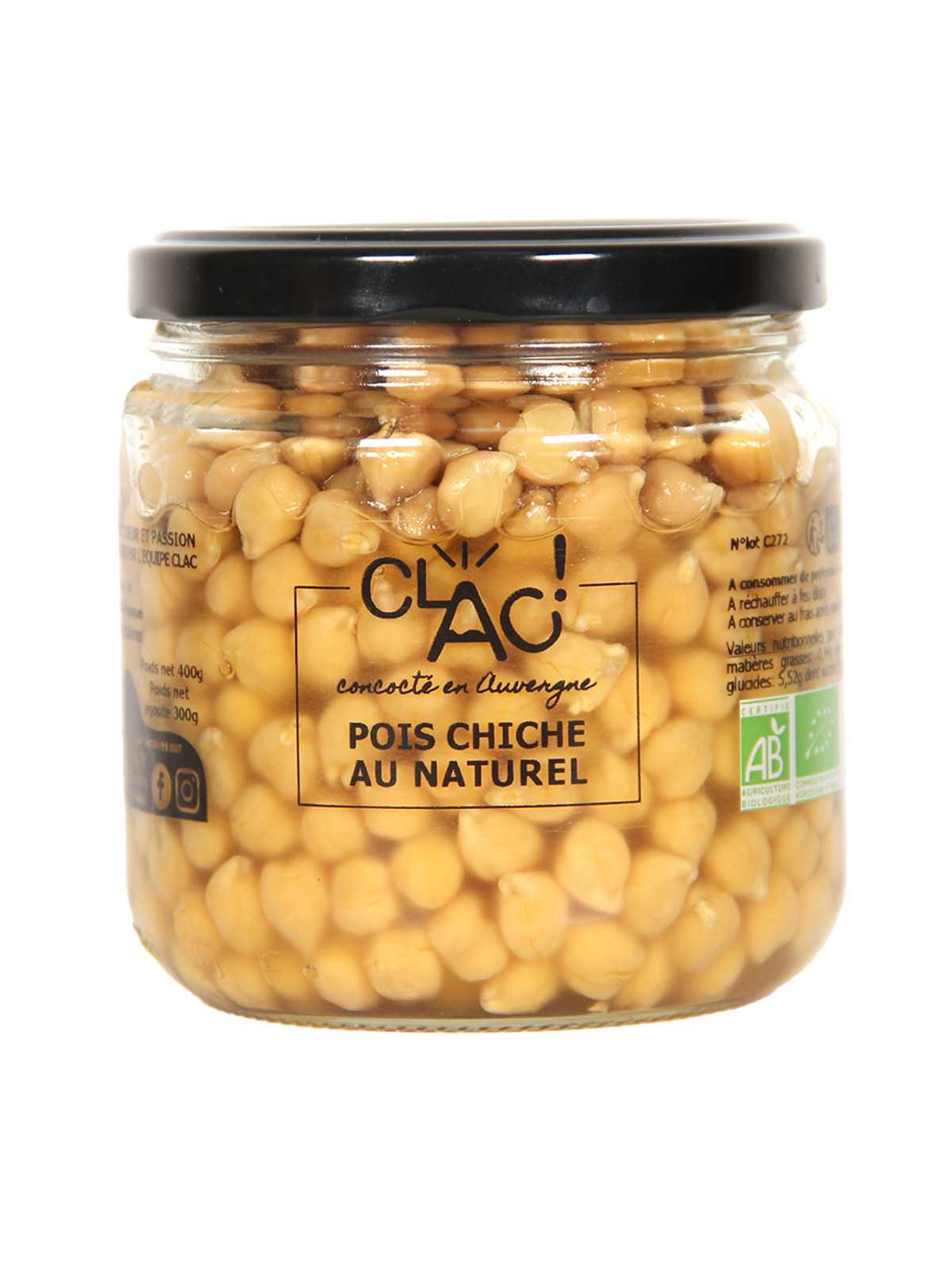 Pois chiches au naturel bio - CLAC Conserverie